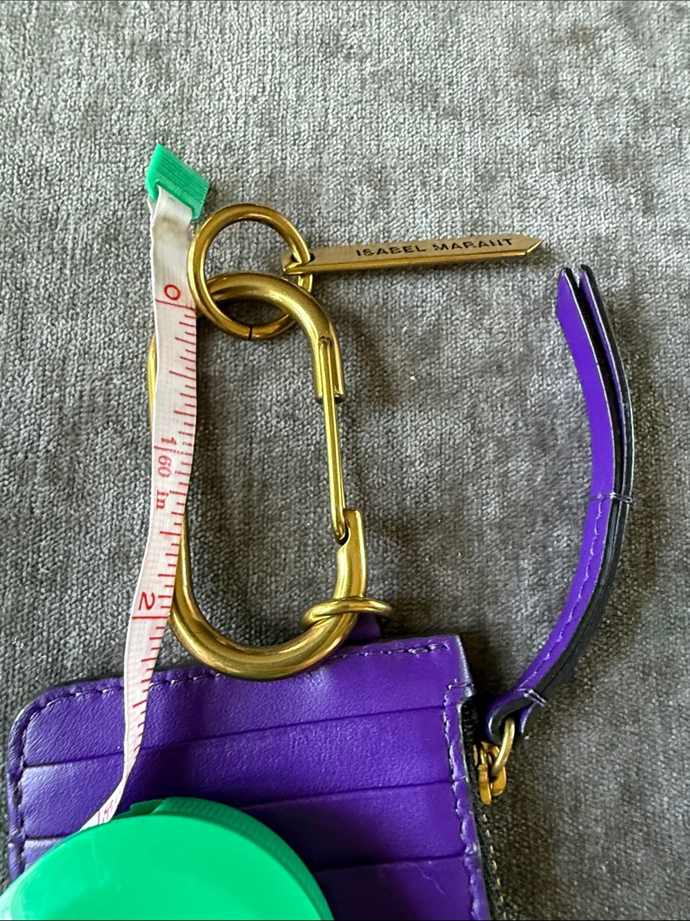 Isabel Marant Purple Leather Card Case with Gold Carabiner - Picture 10 of 10
